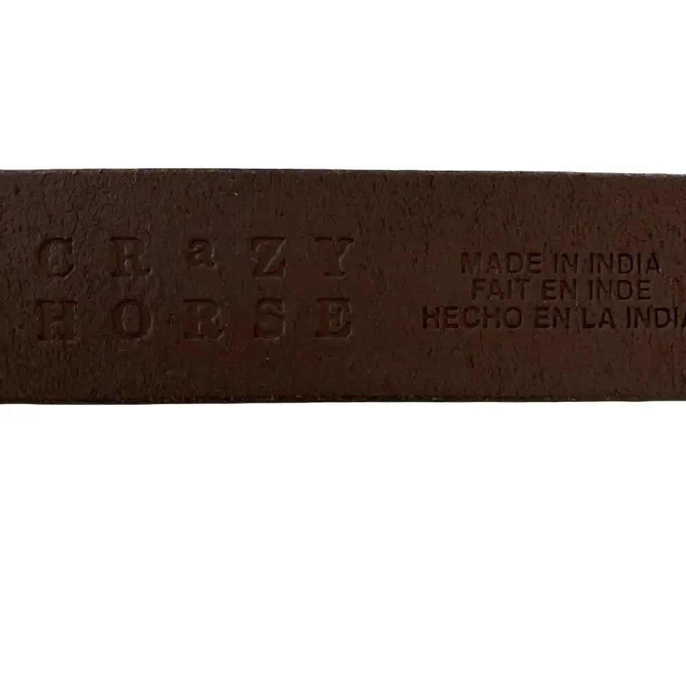 Vintage Crazy Horse Genuine Leather Belt Brown Size Extra Large